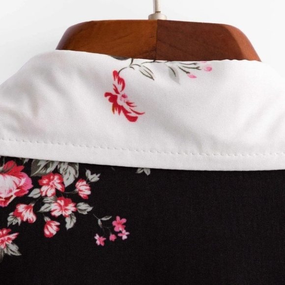 Black & White Mens Button Up Tee Shirt - Picture 6 of 6